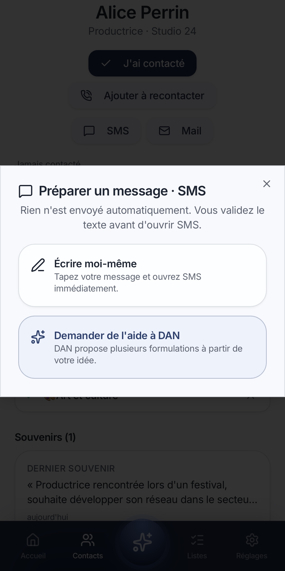 Conservez chaque détail - Préparer message